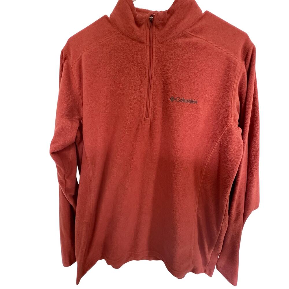 Columbia Fleece Pullover with A Quarter-Zip Mock Neck Mens Size Small Rust